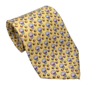 Vineyard Vines Necktie 57"x 3-3/4" Yellow w Basketball Goal Silk Tie USA EUC